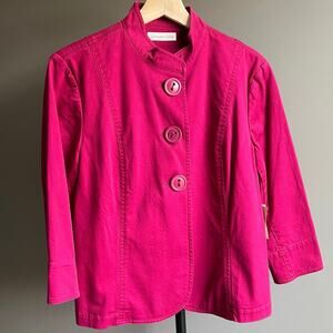 Coldwater Creek Twill Pink Three Button Jacket Size 12 NWT